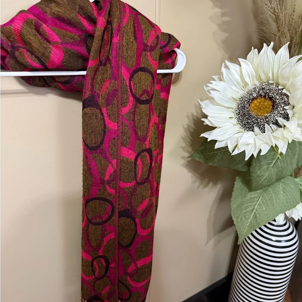 Pink and Brown Patterned Scarf